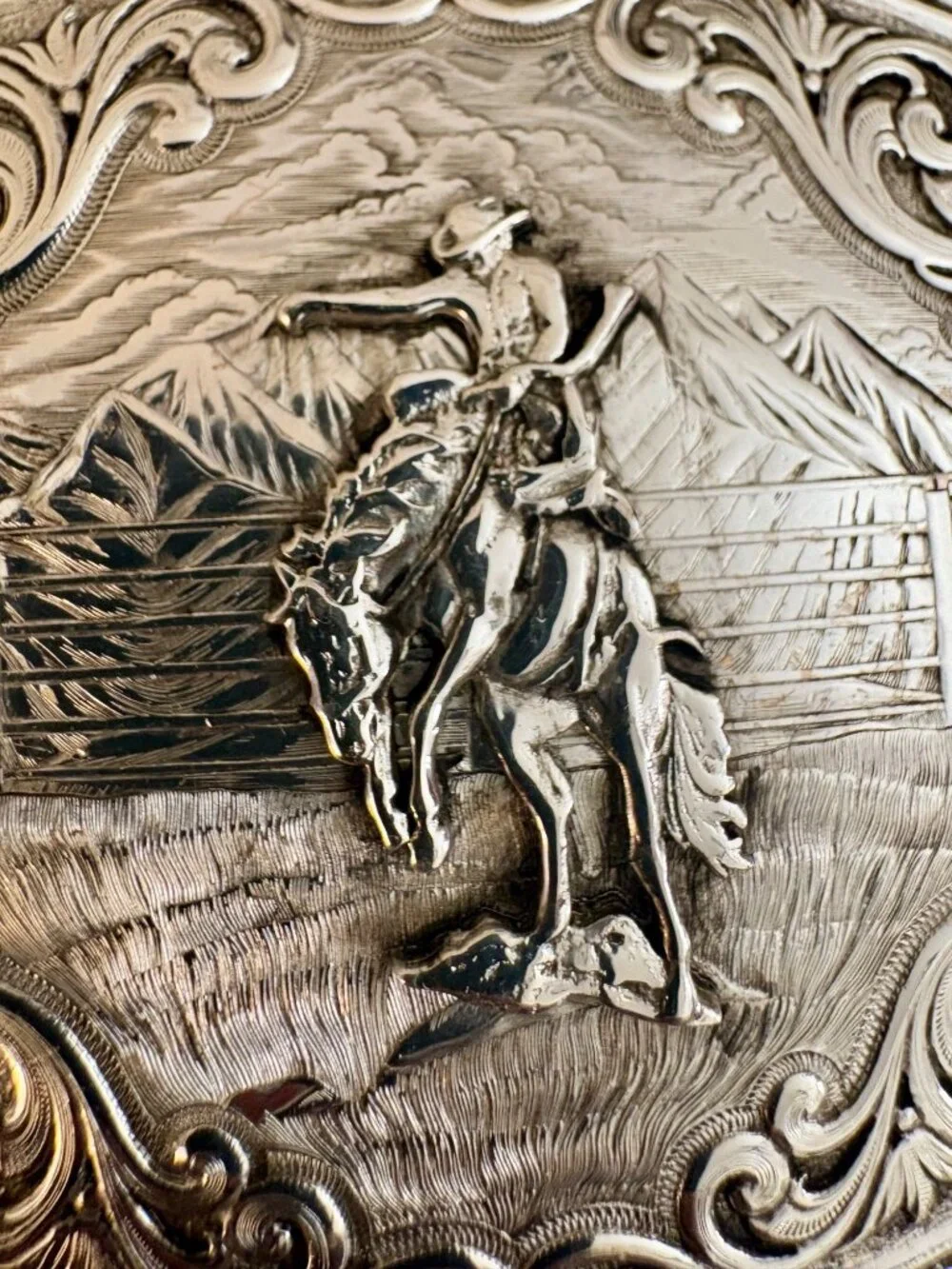Vtg Montana Silversmiths 40th Anniversary Belt Buckle Bronc Rider 1973-2013